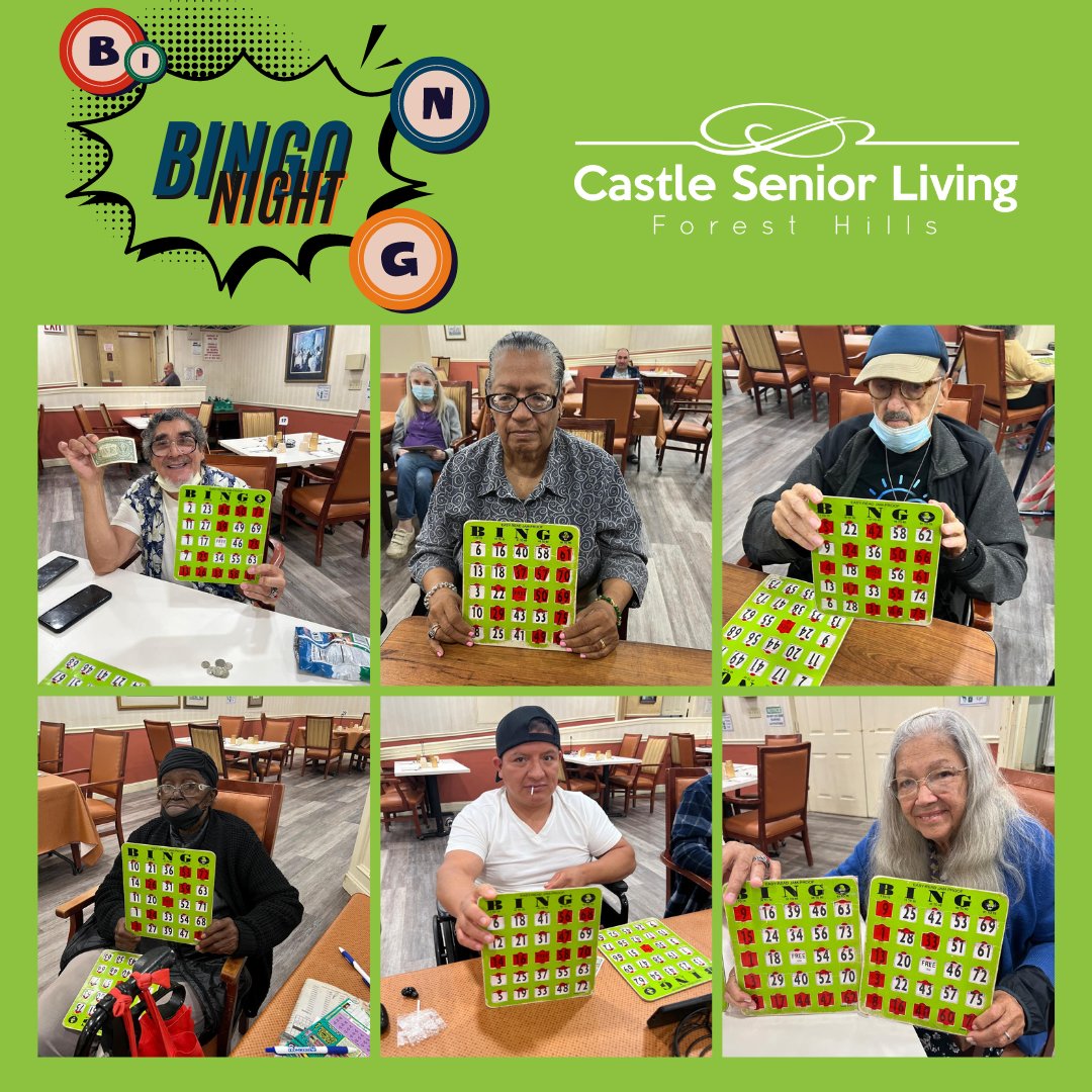 castlesslny's tweet image. It&apos;s Bingo time! Our residents at Castle Senior Living are ready to win big and have a blast. 

#BingoNight #CastleSeniorLiving #SeniorFun #GameOn