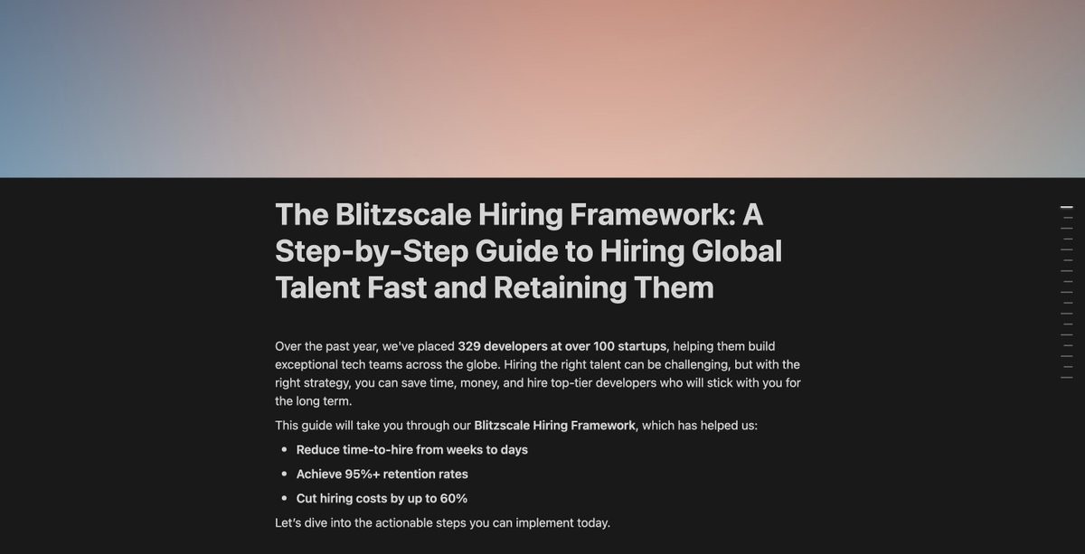 MoummarNawafleh's tweet image. most founders get global hiring wrong

over the past year, we've placed 329 developers at over a 100 startups

the secret? The Blitzscale Hiring Framework—a process we've refined to:

- reduce time-to-hire from weeks to days
- achieve 95%+ retention rates
- cut hiring costs by up…