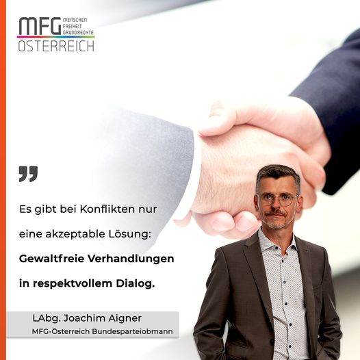 mfg_oesterreich's tweet photo. #Krieg ist immer falsch. Es wäre die Pflicht unserer #Bundesregierung gewesen, alles zu tun, um #Frieden zu vermitteln und #Österreich selbst als neutrales Land aus internationalen #Konflikten herauszuhalten.  Nur der Verhandlungstisch ist eine legitime #Lösung! 
#MFGÖsterreich https://t.co/T0NhenveBD