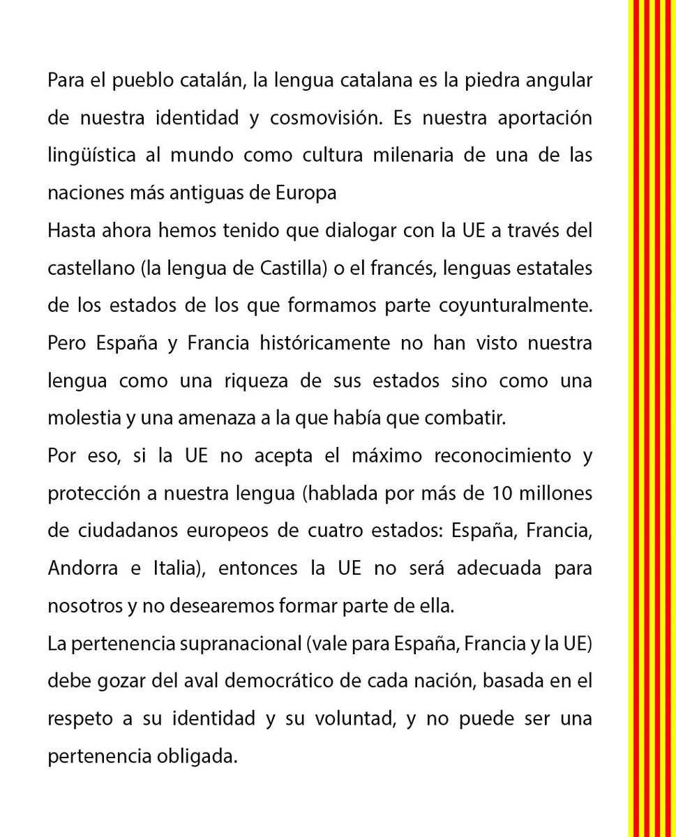 TimbalersPelCat's tweet photo. 28/29
🇪🇸 ESPANYA  
¿Por qué Hungría no ha incluido la oficialidad del catalán en el orden del día del Consejo de la UE del 24/9/2024?
¡Queremos el catalán oficial en la UE!
@sanchezcastejon @MAECgob @SpainMFA @jmalbares https://t.co/e11ye0kBzQ