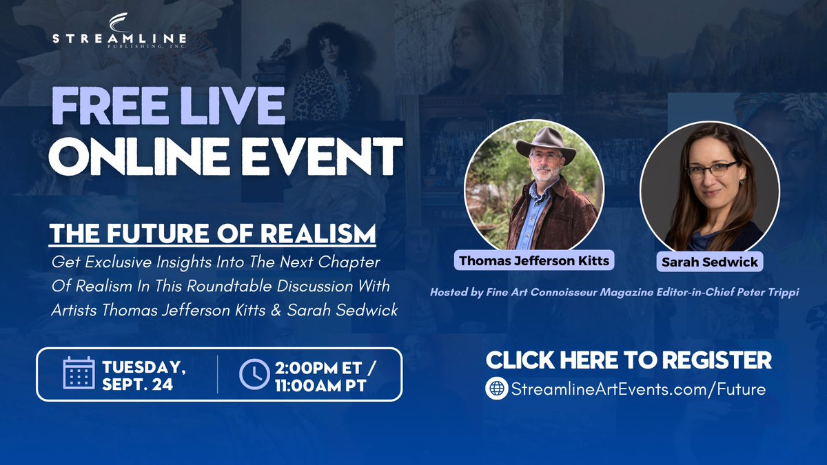 The Future of Realism: In a world obsessed with modern and abstract art, do realists have a chance?
The session will be hosted by Fine Art Connoisseur Editor-in-Chief Peter Trippi and is open to all artists.
Register for FREE at streamlineartevents.com/future