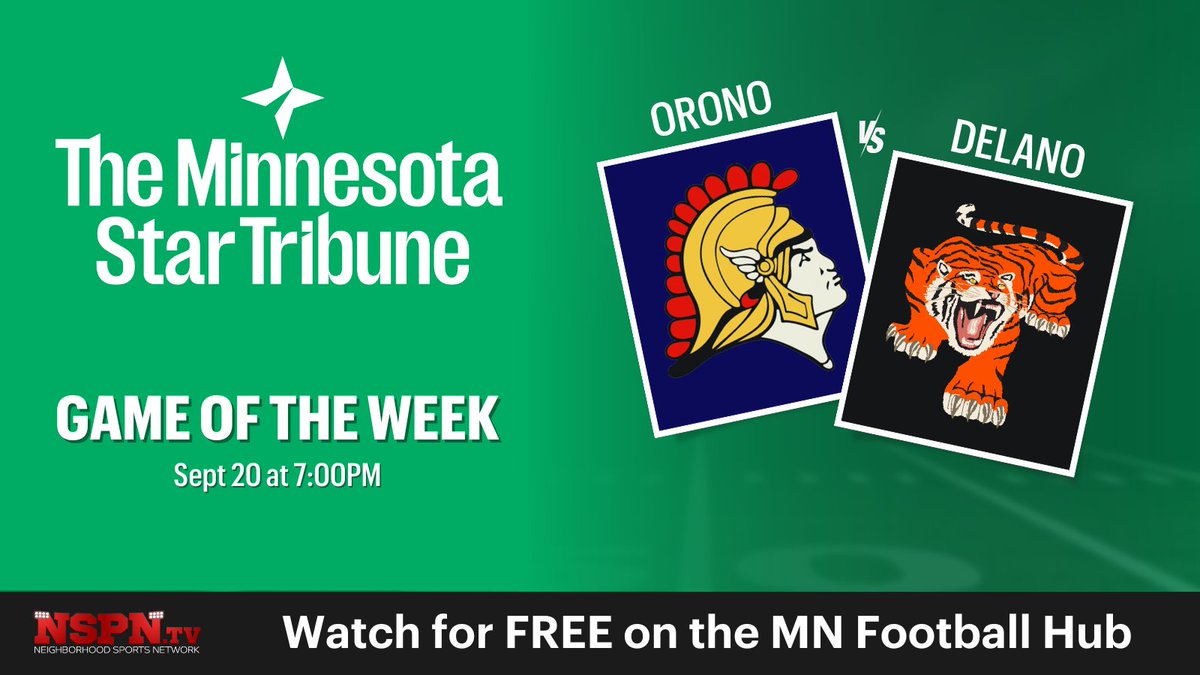 MN Football Hub (@mnfootballhub) on Twitter photo MN high school football fans: Tonight's Game of the Week w/ <a href="/OronoSpartans/">Orono Spartans</a> and @tigersofdelano is FREE to watch. Who wins? <a href="/Footballorono/">Orono Spartan Football</a> or the Tigers? Watch <a href="/NSPNminnesota/">NSPN - Minnesota</a>'s livestream free on @MNFootballhub to find out! #mshsl mnfootballhub.com/news_article/s… MN high school football fans: Tonight's Game of the Week w/ <a href="/OronoSpartans/">Orono Spartans</a> and @tigersofdelano is FREE to watch. Who wins? <a href="/Footballorono/">Orono Spartan Football</a> or the Tigers? Watch <a href="/NSPNminnesota/">NSPN - Minnesota</a>'s livestream free on @MNFootballhub to find out! #mshsl mnfootballhub.com/news_article/s…