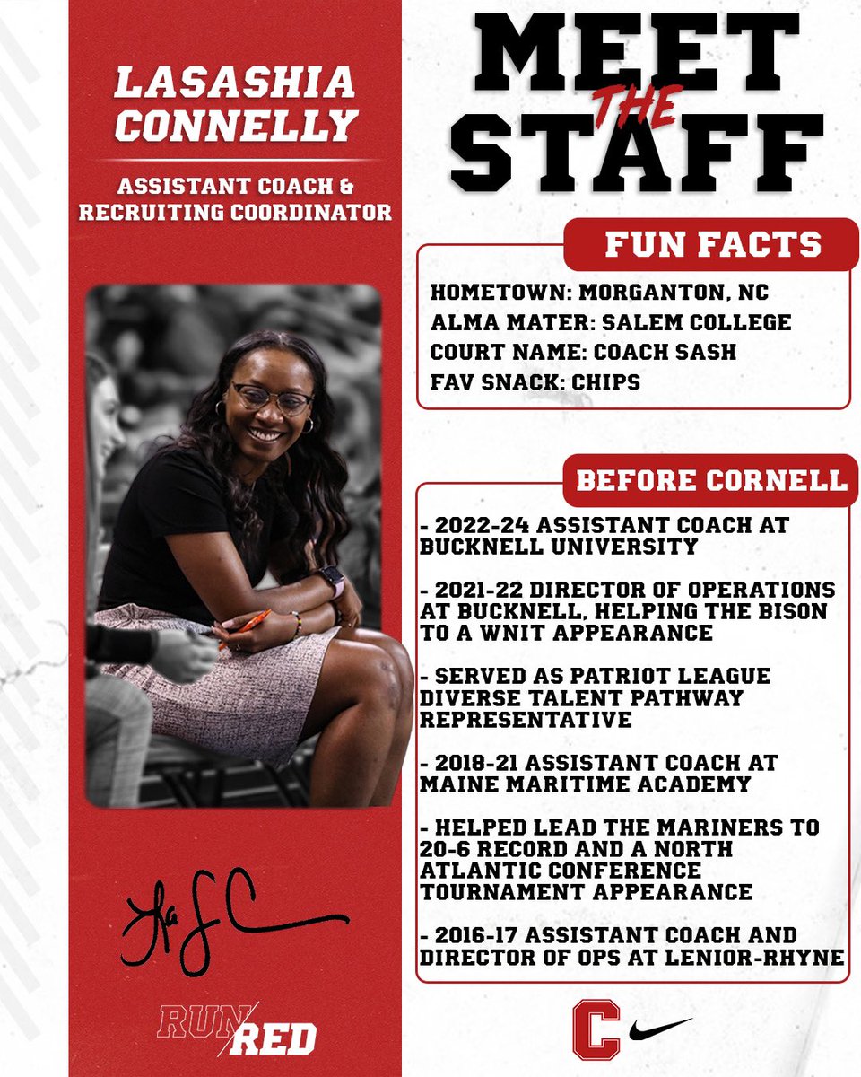 CornellWBB's tweet photo. Next up on our coaches list is Coach Sash! Coach Sash comes most recently from Bucknell and has experience coaching at multiple levels. Sheโs also a pretty great cook so weโre very lucky to have her! ๐คช
#BigRed #RunRed โค๏ธ๐ป๐ฟ https://t.co/4E1cTvHpwO