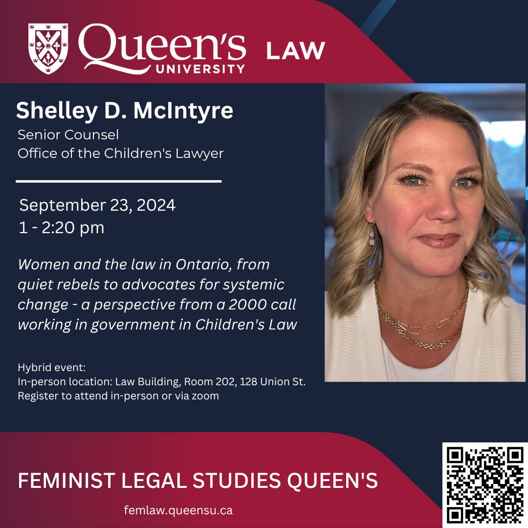 Bita Amani (@bitaamani1) on Twitter photo Please join us as we welcome Shelley D. McIntyre to <a href="/queensulaw/">Queen's Law</a> as our first speaker in this year's Feminist Legal Studies Queen's speaker series on Monday! Hybrid event, please register. <a href="/ColleenFlood2/">Colleen M. Flood</a> <a href="/queensu/">Queen's University</a> Looking forward to it! Please share, <a href="/Greenbergfem/">uOttawa Greenberg</a> <a href="/OsgoodeIFLS/">Osgoode Institute for Feminist Legal Studies</a>. Please join us as we welcome Shelley D. McIntyre to <a href="/queensulaw/">Queen's Law</a> as our first speaker in this year's Feminist Legal Studies Queen's speaker series on Monday! Hybrid event, please register. <a href="/ColleenFlood2/">Colleen M. Flood</a> <a href="/queensu/">Queen's University</a> Looking forward to it! Please share, <a href="/Greenbergfem/">uOttawa Greenberg</a> <a href="/OsgoodeIFLS/">Osgoode Institute for Feminist Legal Studies</a>.