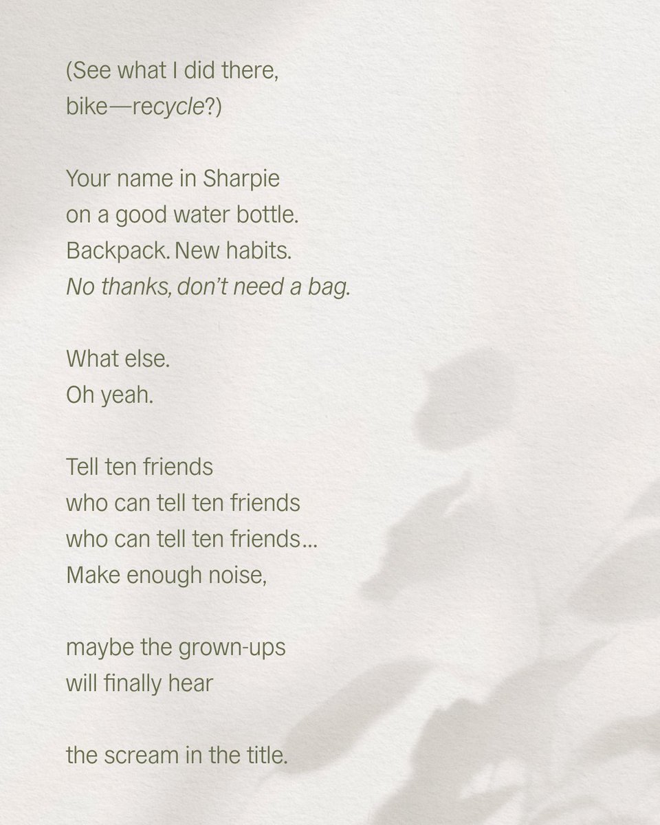 🌱 Nourishment for today:

“No Where Else to Go” by Linda Sue Park, published by Poetry Out Loud.

We shared this poem in our September newsletter, our once-monthly note of art and poetry and other project updates.

💌 To subscribe:  allwecansave.earth/newsletter