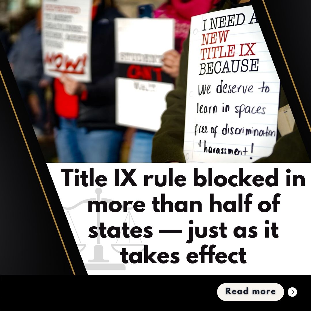 The Biden admin's new Title IX rule is blocked in 26+ states just as it takes effect. The Dept of Education will still enforce the 2020 rule where the new one is enjoined. Big changes ahead for students and schools! #TitleIX #LGBTQ #Education #LegalNews. 
k12dive.com/news/title-ix-…