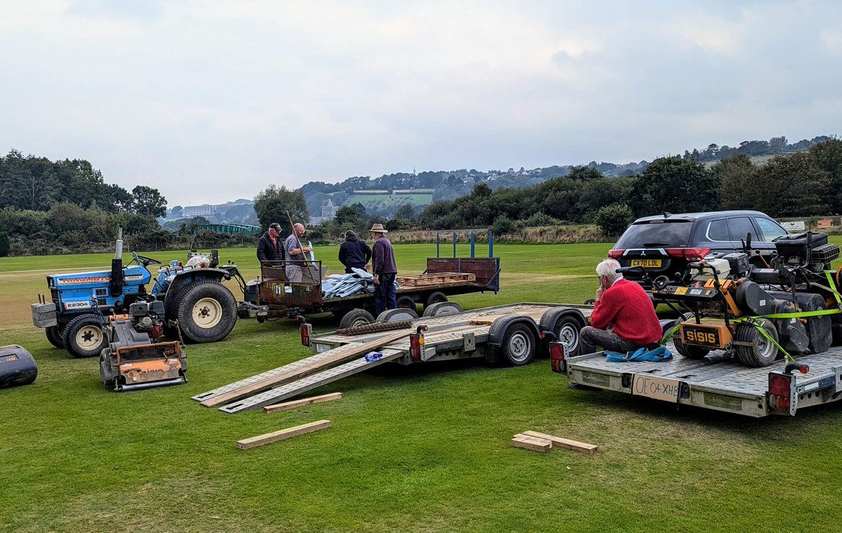 The North Wales Groundsmen made their annual trip to our Club today to scarify, seed and apply loam to the cricket square