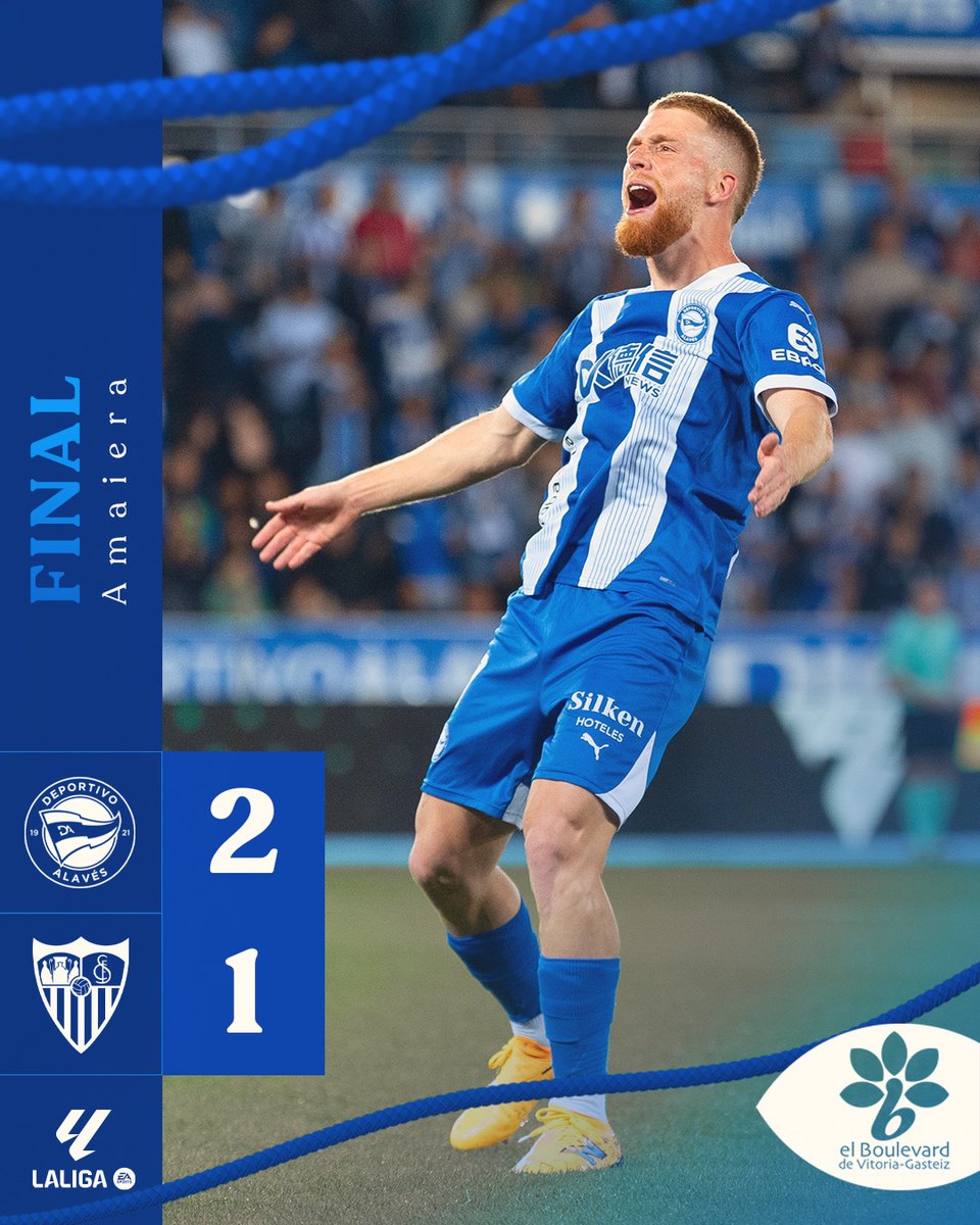 Alaves's tweet photo. 🔚 ¡¡¡Y VOLVEMOS A SUMAR LOS TRES PUNTOS EN CASAAAAAAAAAA!!!

¡¡¡SEGUIMOS INVICTOS EN EL FORTÍN DE MENDI!!!

#AlavésSevillaFC
#LALIGAEASPORTS | #GoazenGlorioso ⚪️🔵 https://t.co/d21tOyXLhM