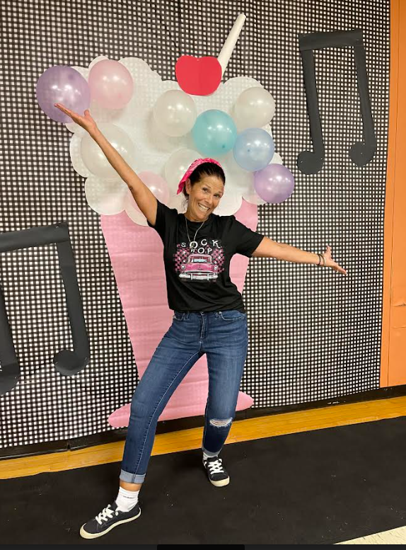 Mrs. Koch Getting Ready for the Sock Hop!