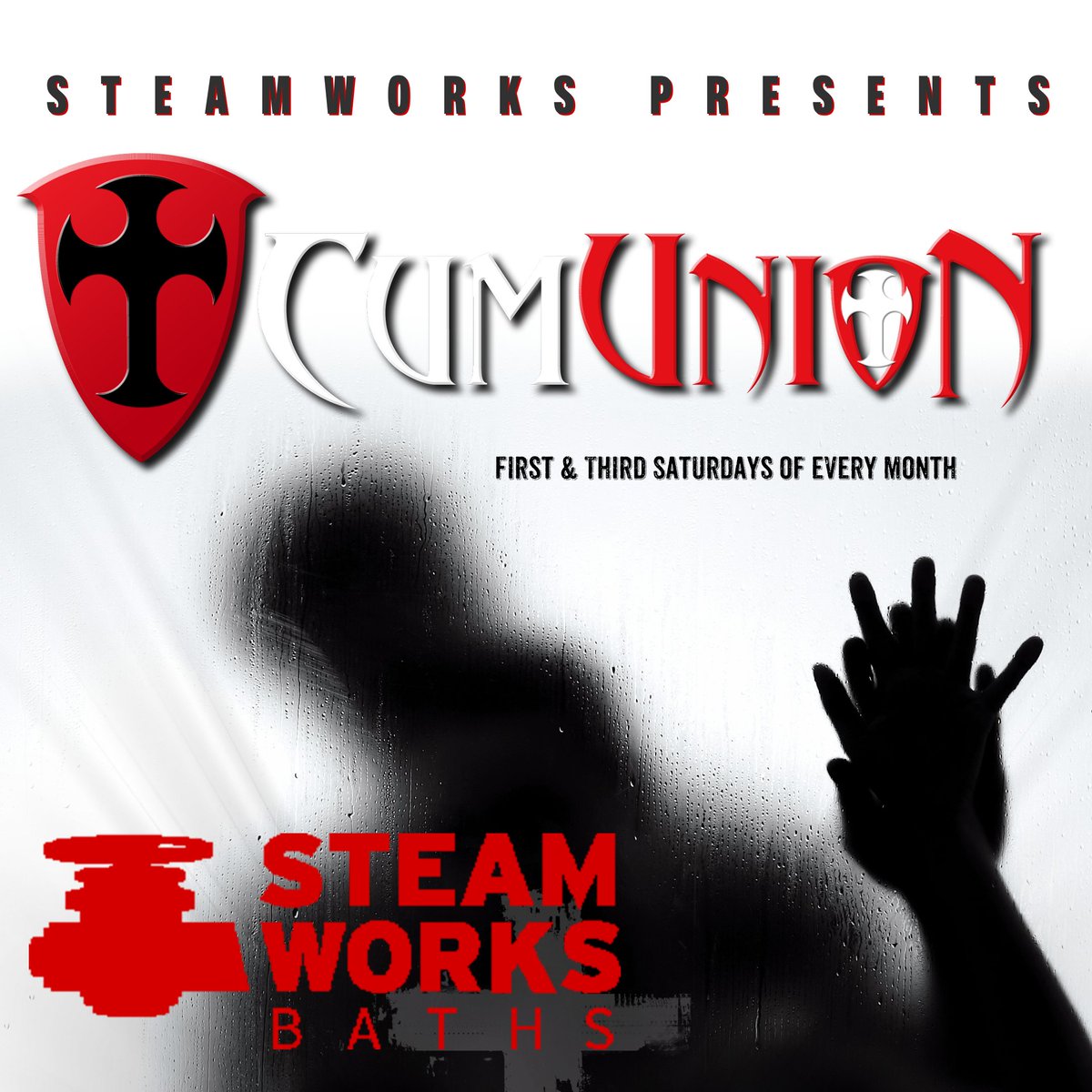 SteamworksLatin's tweet photo. Este dia tenemos Cum Union, este evento es el primer sabado y el tercero sabado del mes de 9pm a 4am, para todo aquellos que les guste este evento, tenemos la mejor musica del D.J. @jimijaxon , estamos abiertos 24/7 https://t.co/z0LIUJLycD