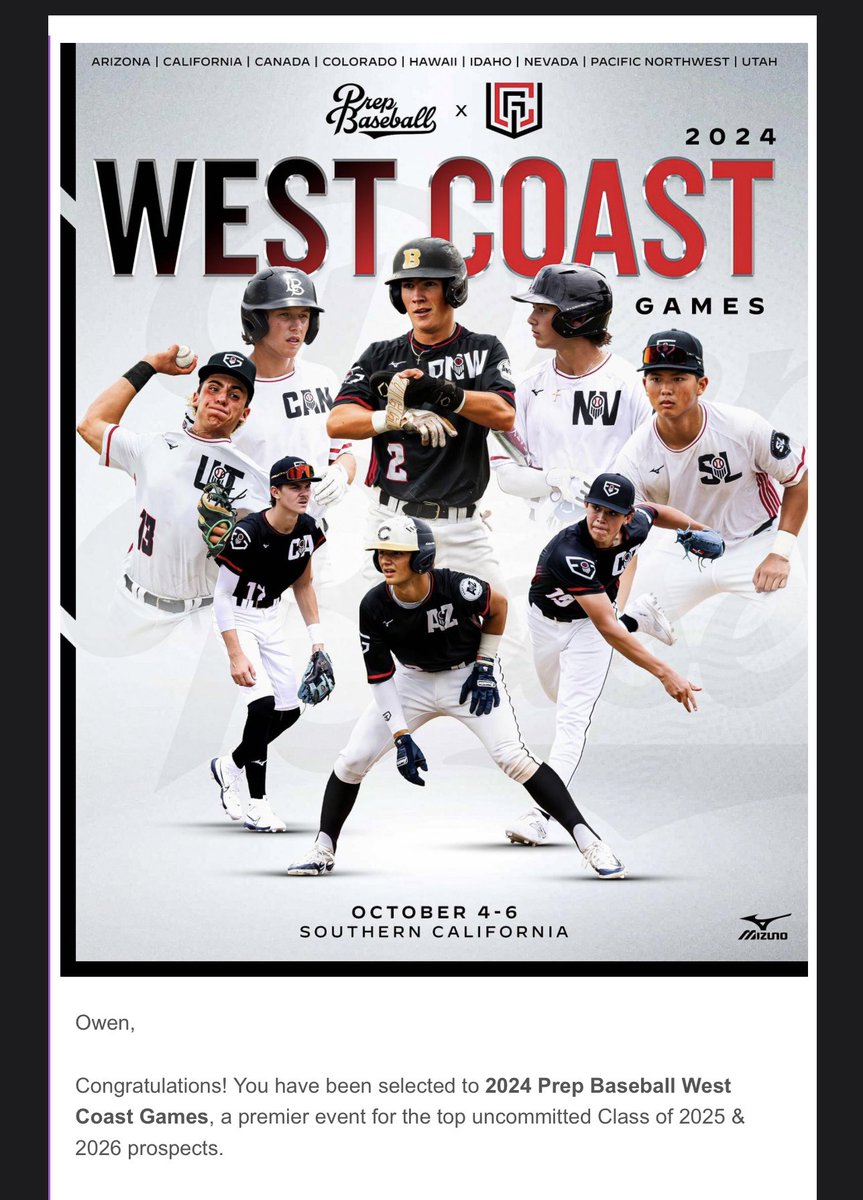 Thank you <a href="/PBR_DanJurik/">Dan Jurik</a> for the invite. Excited for the opportunity to compete in this event. @PBR_Uncommitted <a href="/PrepBaseballWA/">Prep Baseball Washington</a>