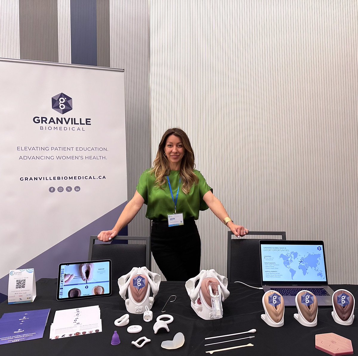 GranvilleBiomed's tweet image. We presented our latest innovative models at the BioPort Atlantic Conference in Halifax this week! Thank you to everyone who came out to support us and to those who visited our exhibit! 💜 

#WomensHealth #PelvicHealth #Pessaries #ClinicalTraining #PatientEducation #FemTech