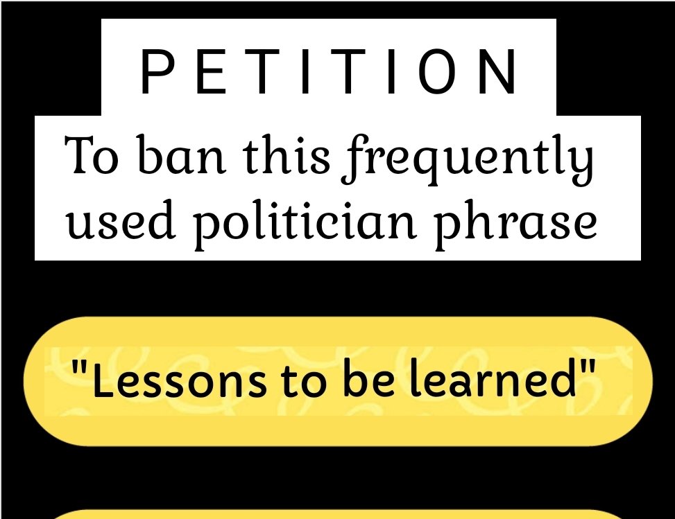 Shevaunne's tweet image. It's probably the most irritating and obnoxiously patronising turn of phrase and they all seem to use it quite too frequently lately. #lessonstobelearned