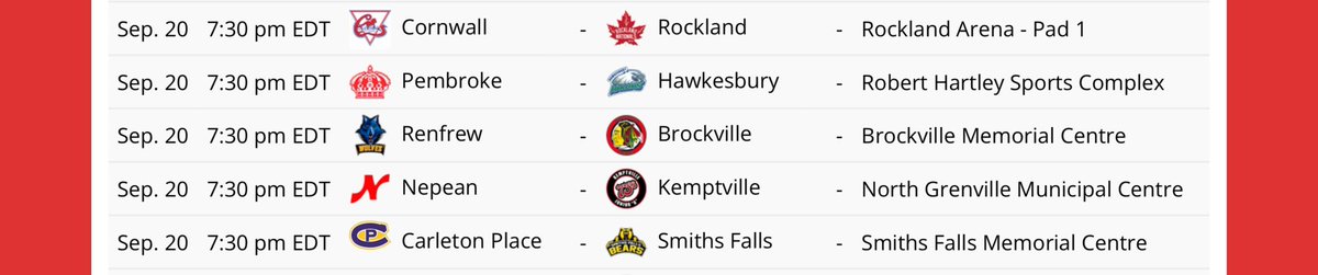 TheCCHL's tweet photo. Big night on the schedule as we have 5 #homeopeners tonight.  Good luck to everyone playing #FridayNightPuck https://t.co/WAHNR36GDs