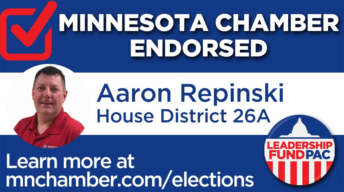 MCC_ChamberPAC's tweet image. The Leadership Fund PAC endorses Aaron Repinski in House District 26A. #mnleg

Learn more at mnchamber.com/elections