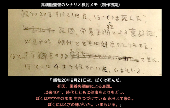 2018年「#高畑勲展」展示資料検証時に、#高畑勲 監督による『#火垂るの