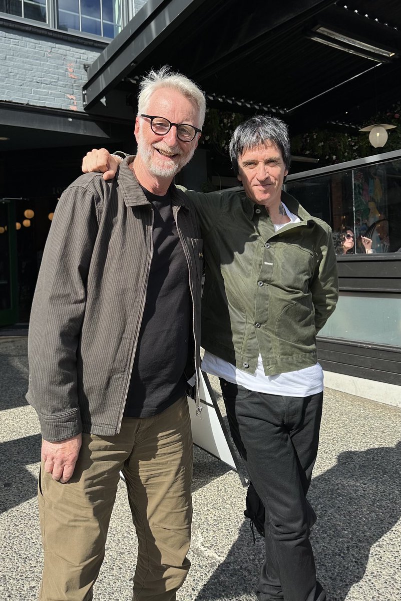 So this happened today in Vancouver BC where Johnny Marr and I are both doing gigs tonight (as is Paul Weller). We spent a lovely long lunch comparing notes about the joy of playing music and laughing uproariously about the old days. Love you Johnny.