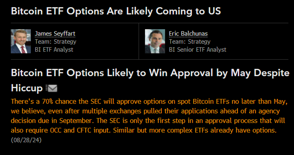 EricBalchunas's tweet photo. I'm assuming others will be approved in short order. Huge win for the the bitcoin ETFs (as it will attract more liquidity which will in turn attract more big fish). This is nice surprise re timing but not a shocker as @JSeyff and I gave 70% odds of approval by end of May. https://t.co/a8mUGLOcKG