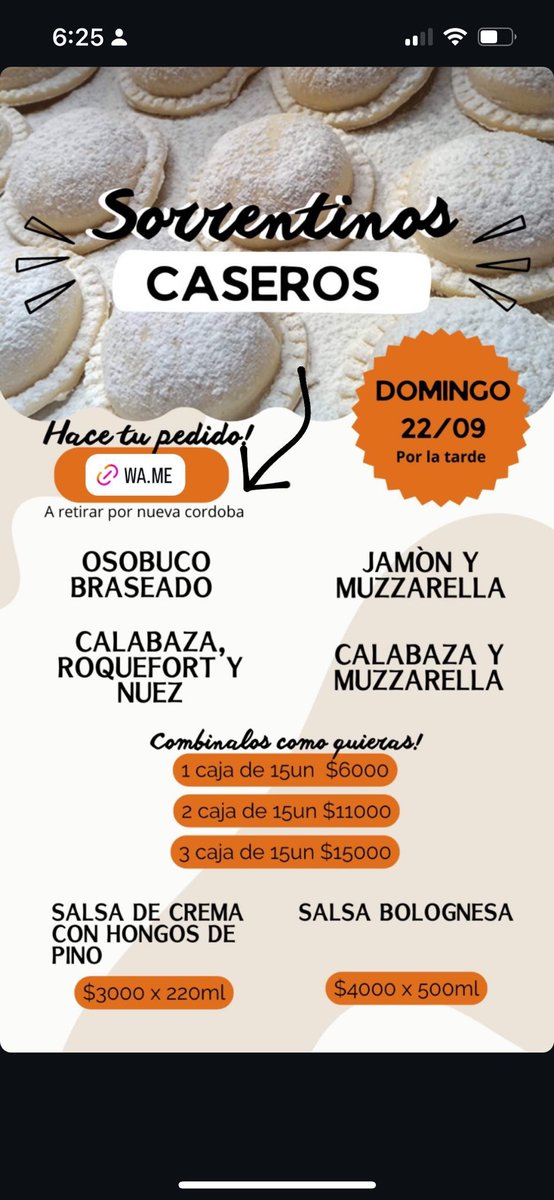 Hola gente del bien, mi hermana vende sorrentinos, son por encargo para el domingo me pueden pedir a mi o dejo su número 2974245547
Se pueden congelar, le salen ricasos y de paso cañazo dan una mano jaja <a href="/VivireNuevaCba/">VivirenNuevaCórdoba®</a> <a href="/NuevaCbaVENDE/">VivirEnNuevaCordobaVENDE</a>