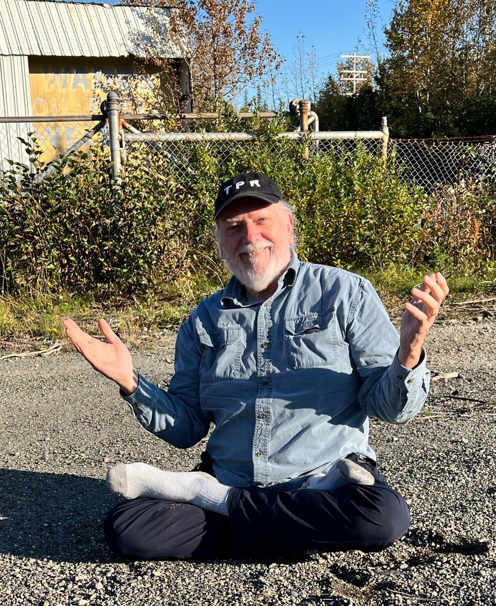We restaged a 52 year-old picture. The 1st shot is at my uncle Jesse‘s welding shop north of Kenai, Alaska, in August of ‘72. Full Lotus on the bumper of a Jeep flatbed. The second shot is of the ruins of that same building and me in the full Lotus.