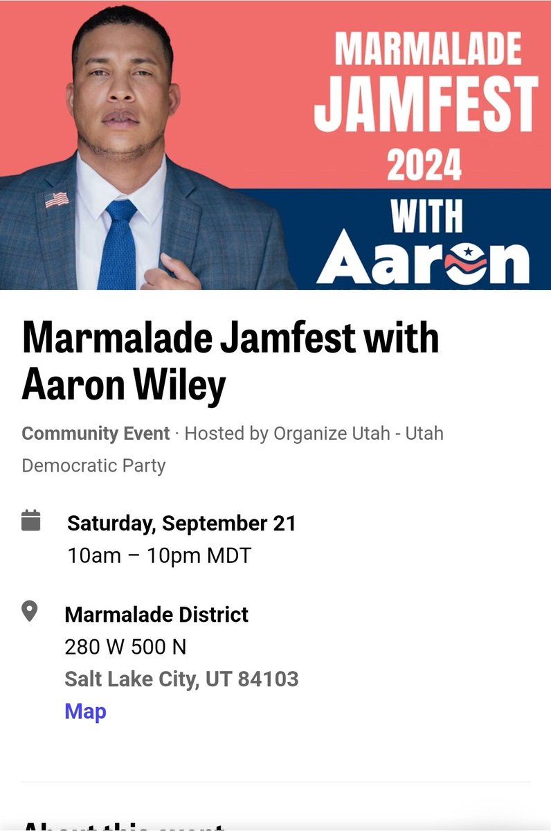 UtahBlackDems's tweet photo. This is a perfect opportunity to meet Aaron Wiley, your candidate for State Senate District 8, and hear more about his vision for the community. https://t.co/FRciYIGnSS