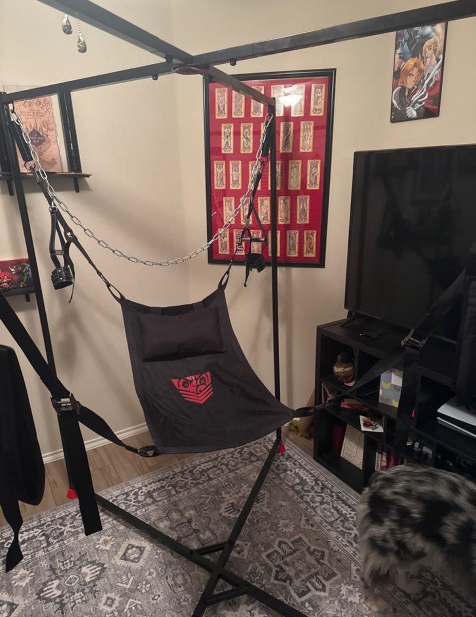 txdallascub's tweet photo. Swing is set up for this weekend.   Who wants to cum play?! https://t.co/GoWIVKZ6Xe