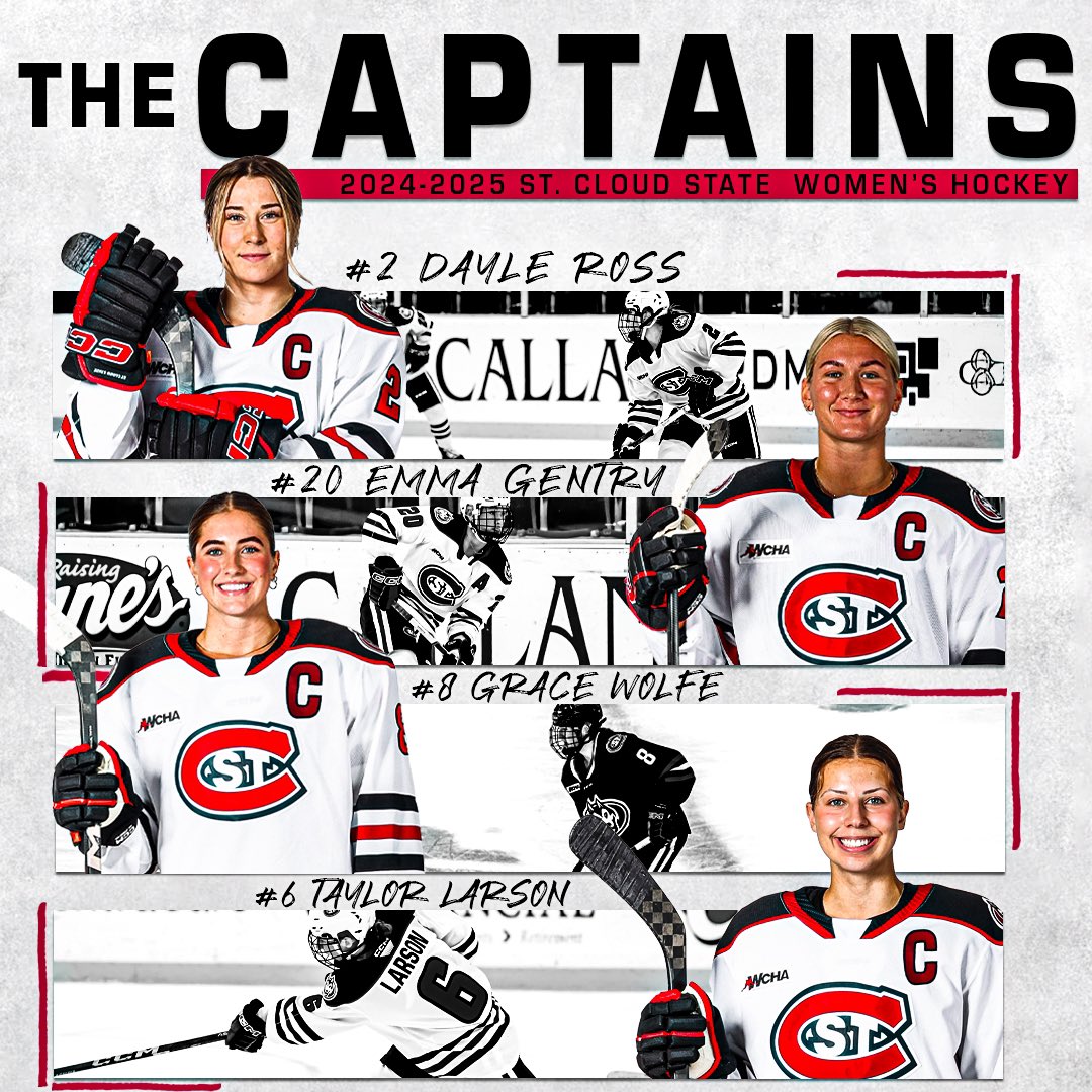 𝗧𝗛𝗘 𝗖𝗔𝗣𝗧𝗔𝗜𝗡𝗦 🫡

<a href="/daystarr2622/">Dayle Ross</a>, <a href="/emma_gentry12/">Emma Gentry</a>, <a href="/gwolfe03/">Grace wolfe</a> and <a href="/Taylor_Larson8/">Taylor Larson</a> will all wear ©️’s this season‼️

#HuskyHockey 🏒 | #GoHuskies