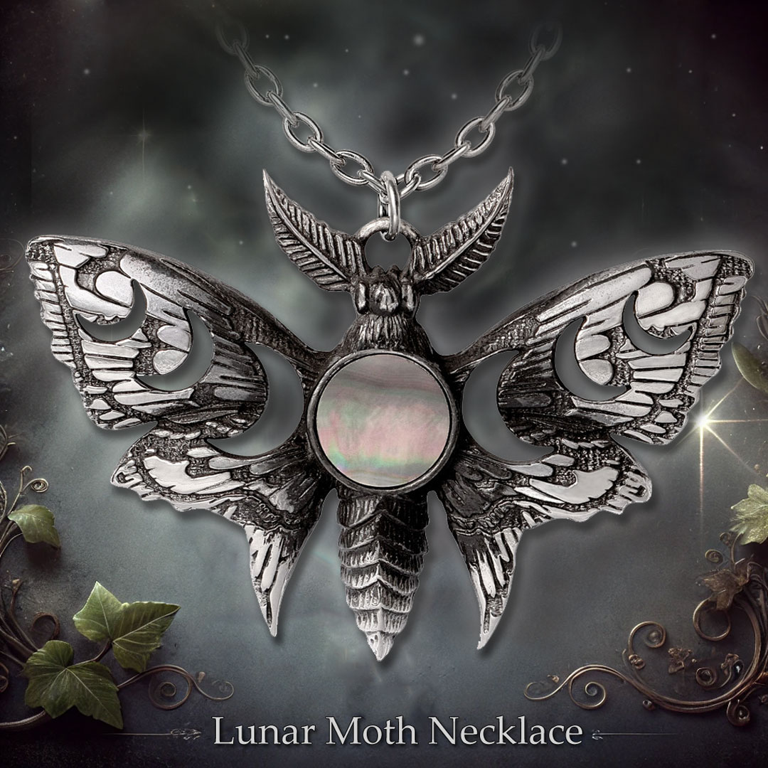Rivithead's tweet photo. Just arrived, the Lunar Moth Gothic Necklace by Alchemy! Featuring moon phase cut-outs and a radiant mother of pearl centerpiece.

https://t.co/T8gmbIjElj

#rivithead #gothicjewelry #moon https://t.co/un8ZQSU5hN