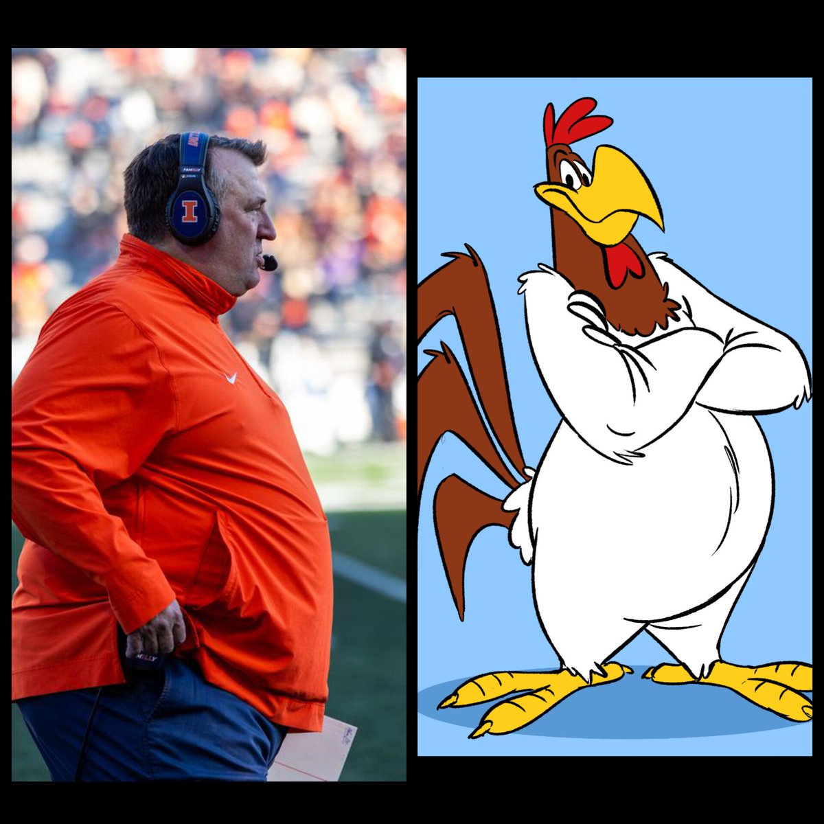 RDR_FoodReviews's tweet image. I KNEW Illinois Coach Bret Bielema LOOK &amp;amp; BUILT EXACTLY like Foghorn Leghorn !!!🤯😅🎯💯 #Illini #Illonis