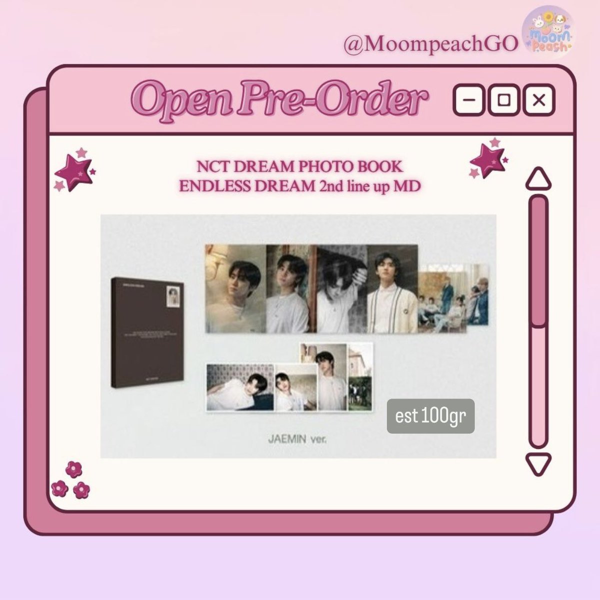 MoompeachGO's tweet photo. [Open Pre-order] NCT DREAM PHOTO BOOK ENDLESS DREAM 2nd line up MD

💸Postcard Set 170k | DP 125k 
💸Slide Mount Keyring Set 195k | DP 160k
💸Behind Book Set 370k | 275k
💸Fabric Poster 415k | DP 370k 

Link Order👇dibawah https://t.co/yUZ9qo94WO