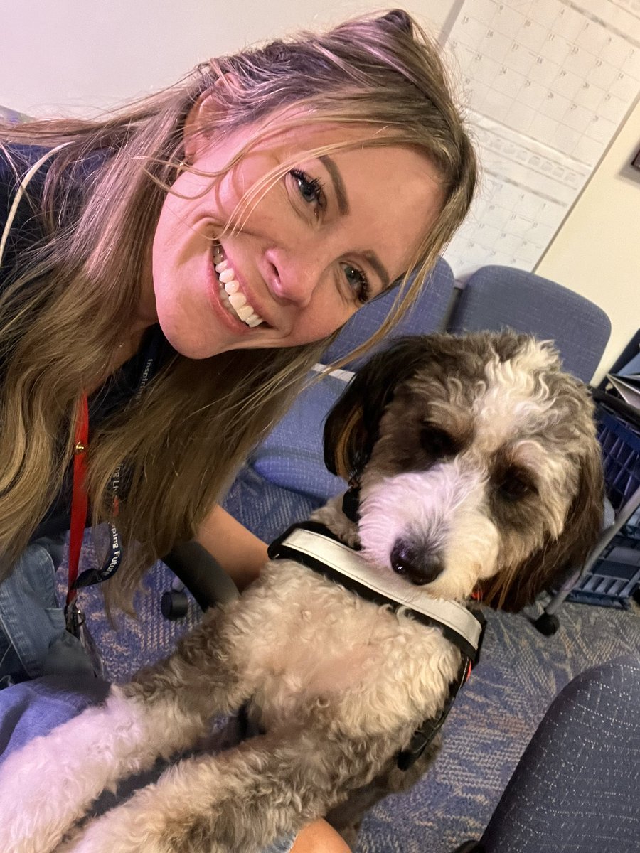 DrMalinoski's tweet photo. A long day for this gal but two of my favorite moments today were with our facility dog, Jacki, & cuddles with the cutest fan at our game tonight! #unbreakable #GoCedars https://t.co/kJnT1Xgnte