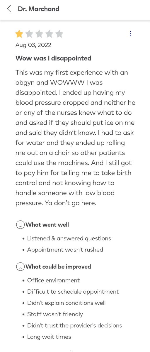 ImpossiblyBossy's tweet photo. When a review of an OB/GYN is titled, "Stay FAR away from this guy", it kinda makes any positive reviews less believable.

(He does have a lot of positive reviews. But imo, it's the negative reviews that really tell you who you're dealing with) https://t.co/4sR969LLVo