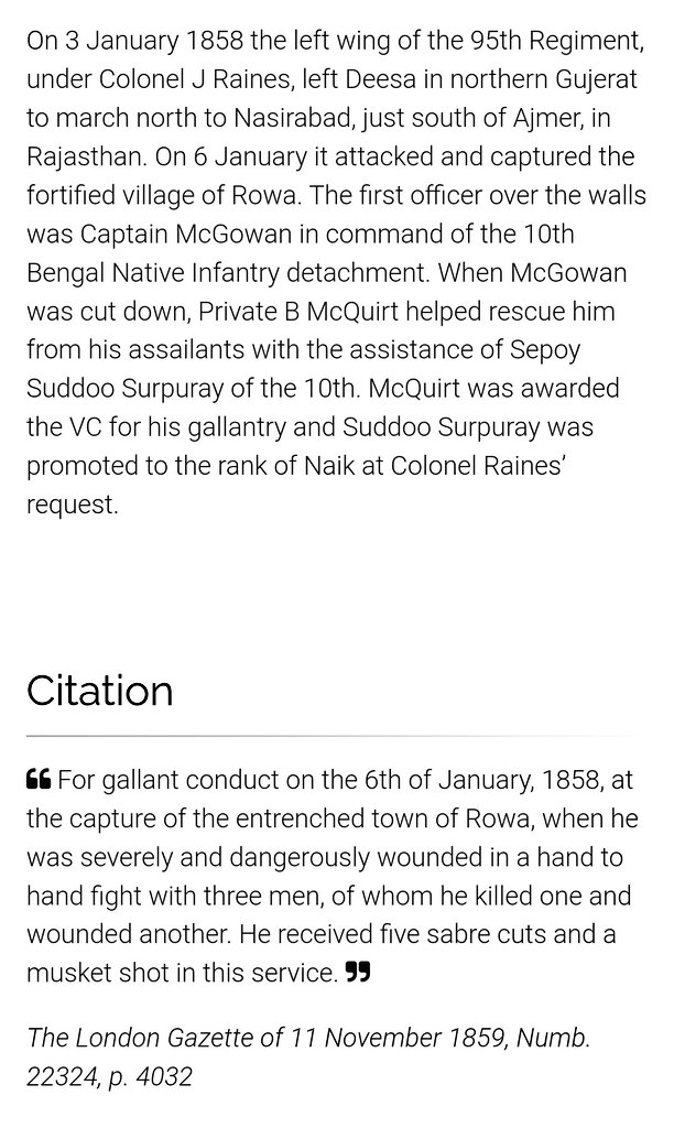 UlsterFrank's tweet image. Pte Bernard McQUIRT VC🏅
🔗facebook.com/mcquirtvc
🔗en.m.wikipedia.org/wiki/Bernard_M…
•#VictoriaCross(1858 #India🇮🇳)
•Served #Crimea
🔗x.com/MAJ_1868_1918/…

95th #Derbyshire🐏Regt
[@MercianRegiment]
🔗en.m.wikipedia.org/wiki/95th_(Der…

•🪦#Donaghcloney, #NorthernIreland with 3 #Derby lads👨‍👦‍👦