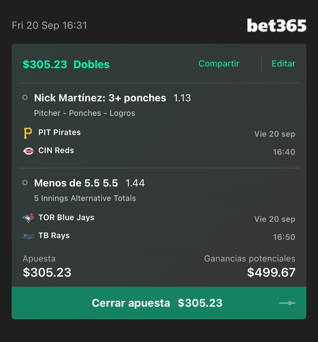 TheQPicks's tweet photo. 🎯 Pick del día con #IQBet 🎯

1️⃣ PIT @ CIN (MLB)
➡️ Nick Martinez +3 ponches

2️⃣ TOR @ TB (MLB)
➡️ Under 5.5 en las primeras 5 entradas

Vamos con la inteligencia en cada jugada 🧠💰. ¡Confianza total en este par! ¿Quién más se apunta? #IQWin #ApuestasIQ https://t.co/Z01OwkHK7N
