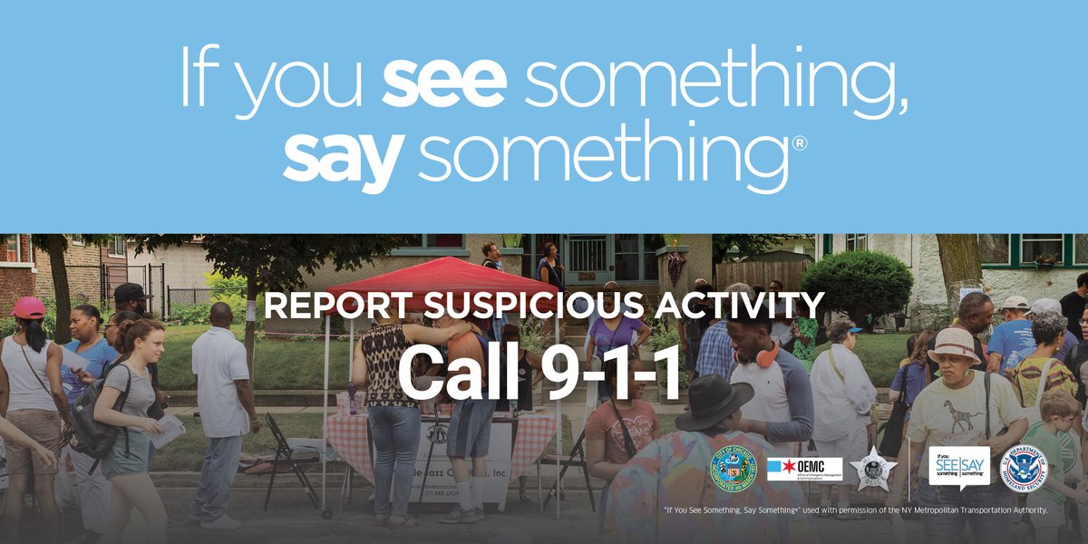 ChicagoOEMC's tweet image. Another busy weekend with Riot Fest, the Chicago Football Classic and more throughout the city. OEMC encourages you to stay vigilant and report suspicious activity by calling 9-1-1. #SeeSay