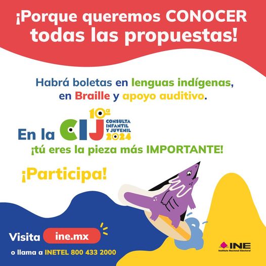 En la #ConsultaInfantilyJuvenil 2024 niñas, niños y adolescentes expresarán sus ideas sobre el país que quieren. ¡Conoce las temáticas y participa!

Ingresa aquí y entérate de más información: tinyurl.com/yp6kfwfr