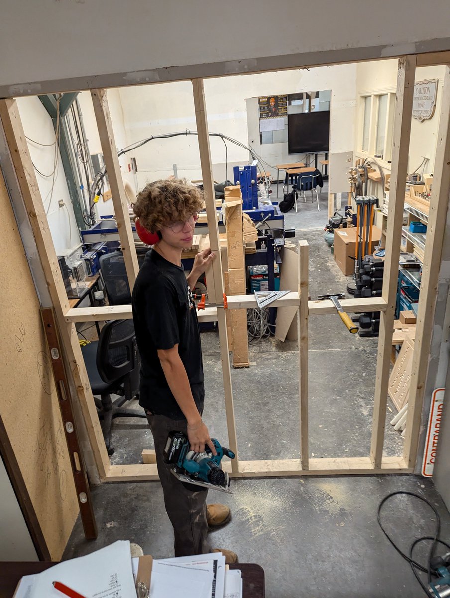 Our students are hard at work framing up walls. Students are learning to read  fractional measurements and there equivalents from measuring tape. #cte <a href="/HomeDepot/">The Home Depot</a> <a href="/bethelmills1781/">Bethel Mills</a>