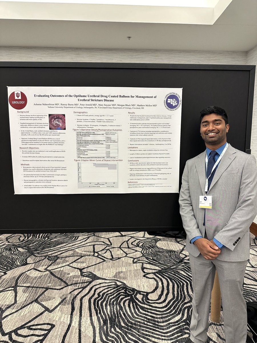 Indiana University Department of Urology (@iuuro) on Twitter photo PGY2 <a href="/AKMahenthiran/">Ashorne Mahenthiran, MD</a> presents on our experience and outcomes with the use of @OptilumeBPH for urethral stricture disease <a href="/NCSAUA/">North Central Section AUA</a>
Read the full manuscript here: tau.amegroups.org/article/view/1… PGY2 <a href="/AKMahenthiran/">Ashorne Mahenthiran, MD</a> presents on our experience and outcomes with the use of @OptilumeBPH for urethral stricture disease <a href="/NCSAUA/">North Central Section AUA</a>
Read the full manuscript here: tau.amegroups.org/article/view/1…