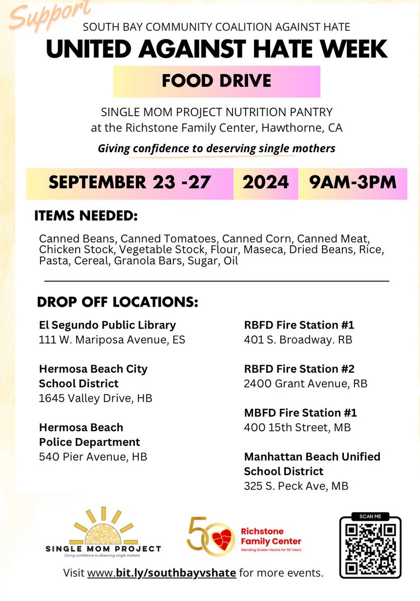 Help support #singlemomproject <a href="/RichstoneFamily/">Richstone Family Center</a> #beachcities <a href="/citymb/">Manhattan Beach City</a> <a href="/HermosaBchCity/">City of Hermosa Beach</a> <a href="/elsegundocity/">elsegundocity</a>