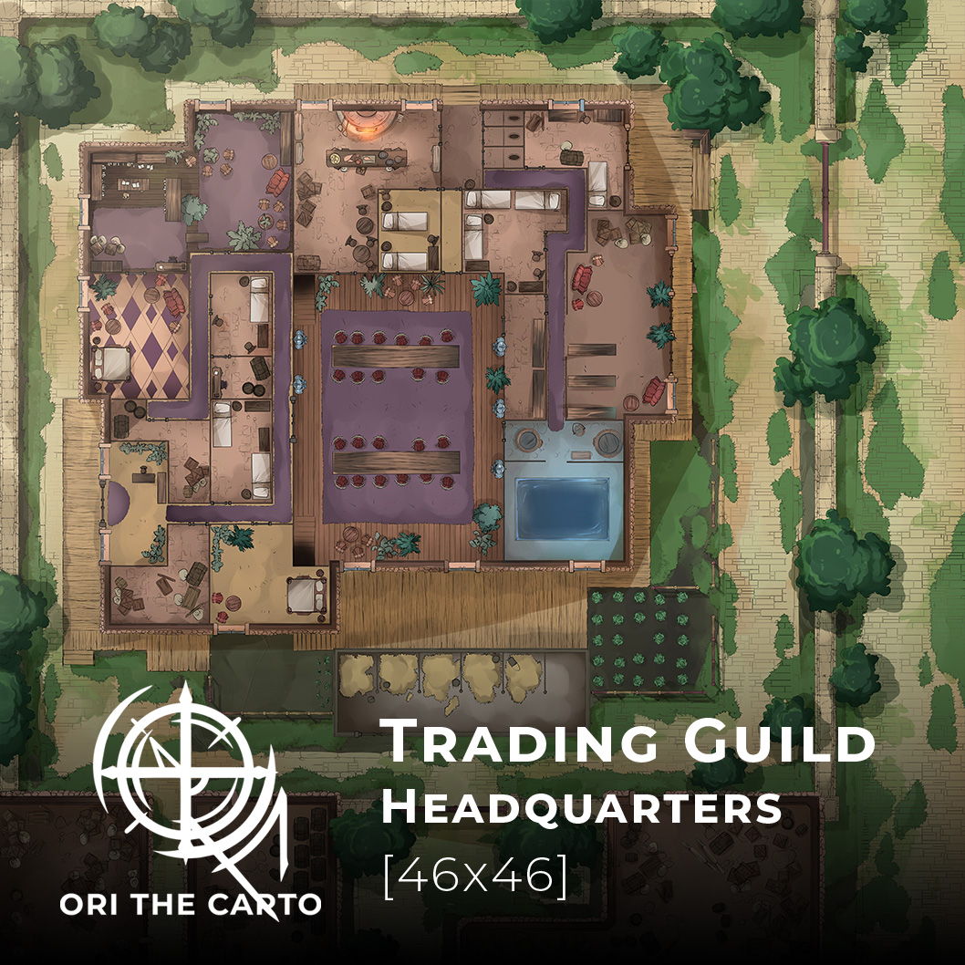 Ori_theCarto's tweet image. Trading Guild Headquarters are available as a map pack on @roll20app marketplace for you to grab! #TTRPG #roll20