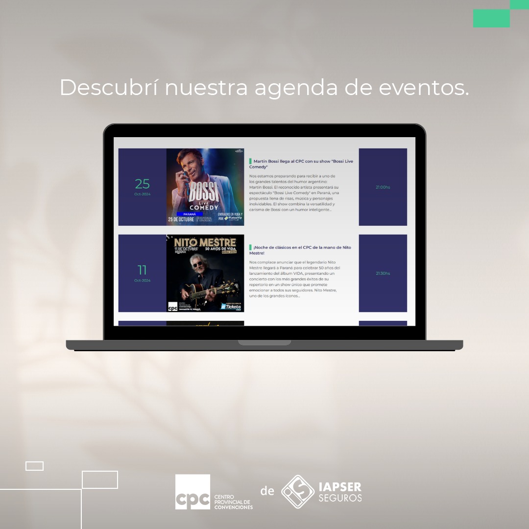 ¡Te invitamos a visitar nuestra agenda online! Desde shows en vivo, hasta congresos y exposiciones. Enterate de todo en: cpcentrerios.com.ar 😃😊 porque en el CPC siempre hay algo especial para vos. ¡Descubrilo! ✨
.
#CPC #Agenda #EventosCPC #Paraná #EntreRíos