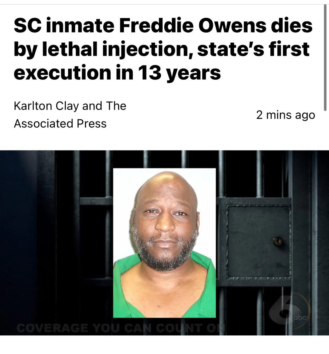 Governor <a href="/henrymcmaster/">Gov. Henry McMaster</a> allowed South Carolina to murder an innocent man.