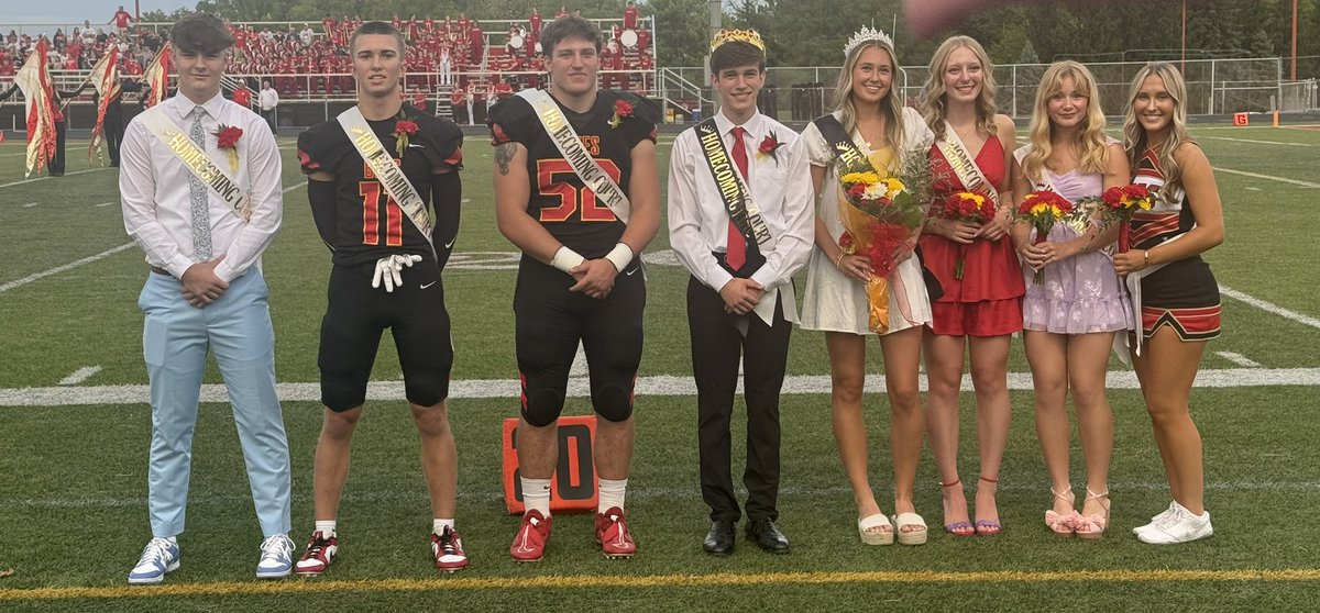 Congrats to our 2024 Homecoming King and Queen, Jimmy and Kasaundra, and our entire court- Colin, Ethan, Riley, Skylar, Katie, and Mallorie.