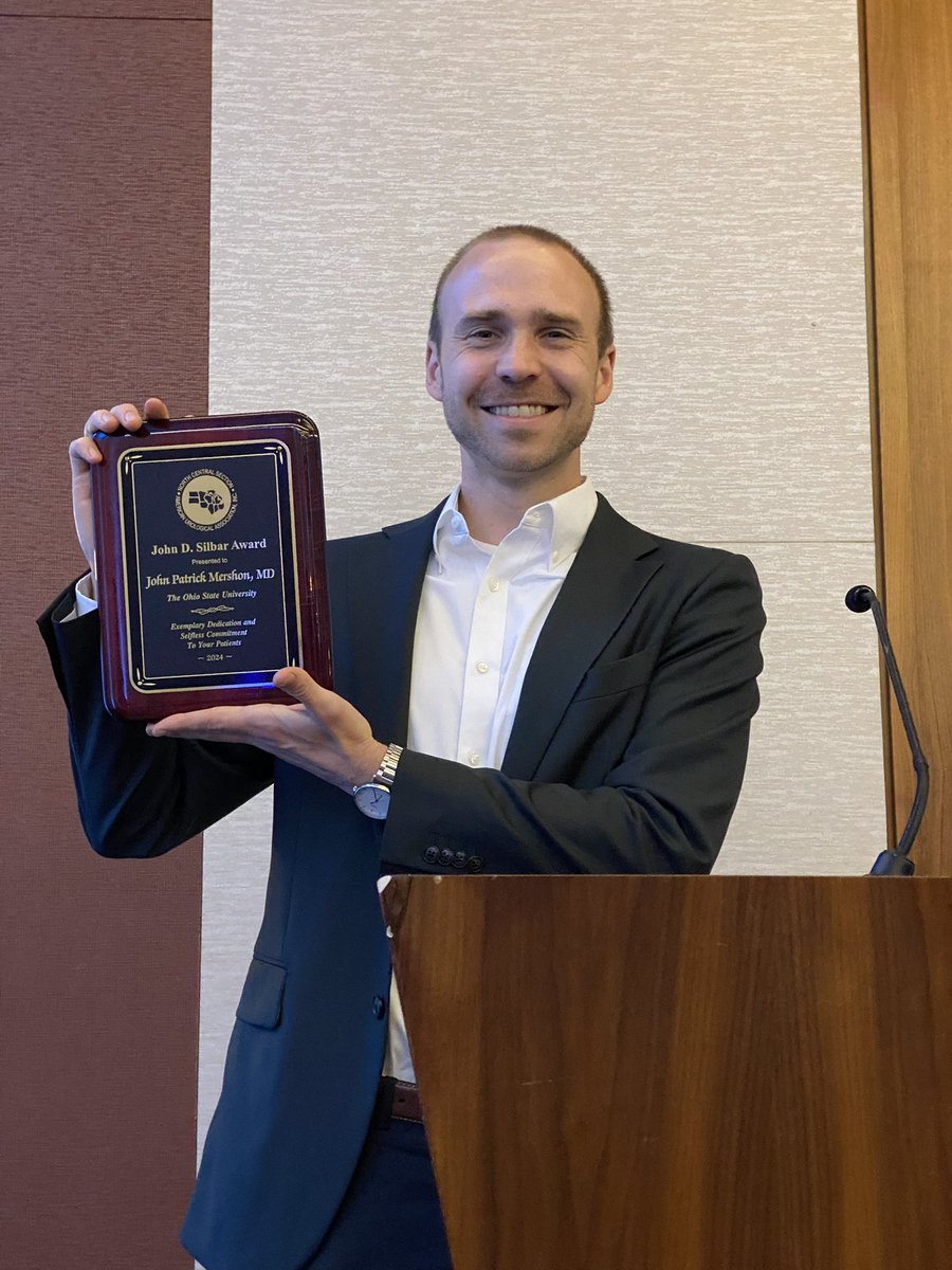 A big CONGRATS to PGY5 Patrick Mershon who was awarded the John B. Silbar Award at #NCSAUA24 🎉🎊 

This award is given annually to a senior resident who exhibits outstanding clinical ability, high ethical/moral standards, compassion for patients, and exceptional bedside manner.