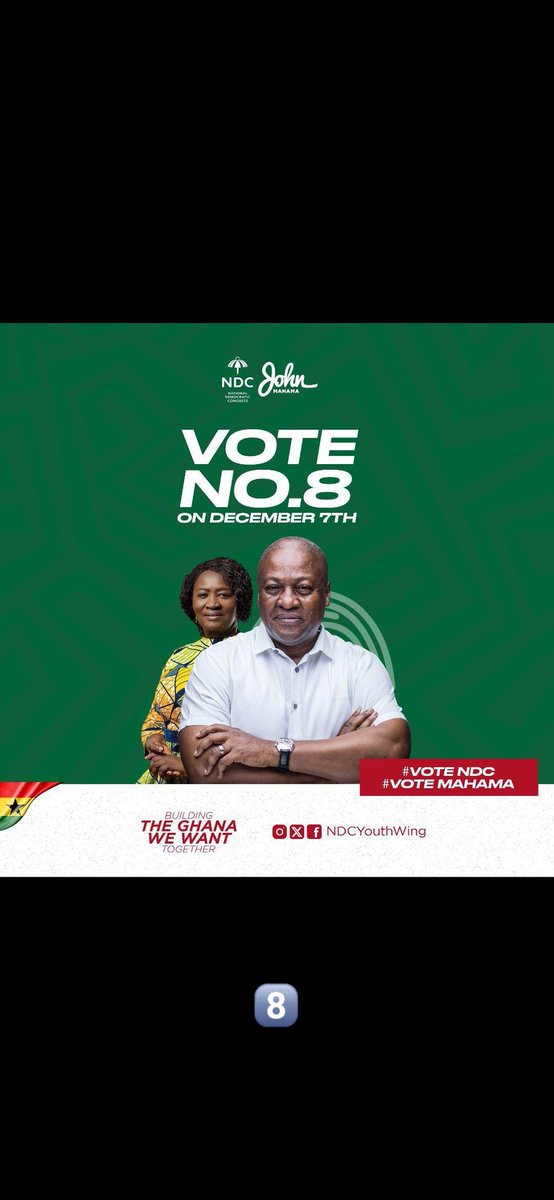We've witnessed 
8 years of bad governance.
8 years of corruption.
8 years of thievery 
8 years of more taxes
8 years of hardship 
8 years of disrespect and lies
8 years of incompetency 
8 years of uselessness.
#8IsEnough. Vote JDM No.8
<a href="/gyaigyimii/">KALYJAY</a> <a href="/AnnanPerry/">KOJO DYNAMIC 𓃵</a> <a href="/MPKwarteng_/">MPK 𓃵</a>