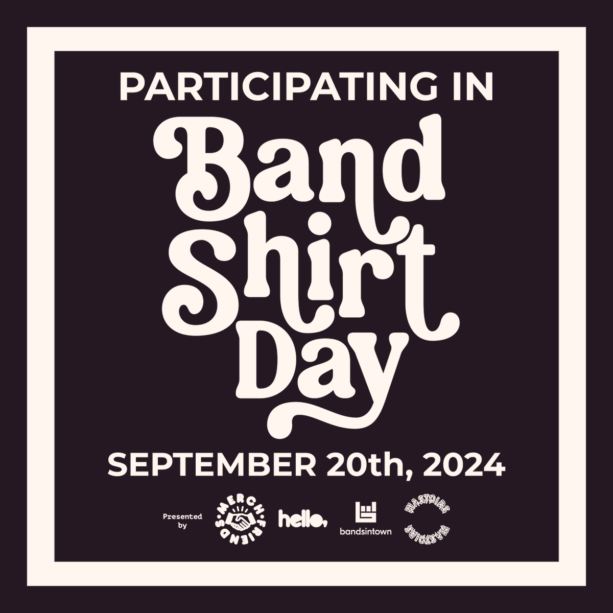 I'm participating in Band Shirt Day! 15% of my merch sales today will be split evenly across six charities: Planned Parenthood, ACLU, Project Hope, The Ally Coalition, MusicCares, and Animal Legal Defense Fund. Buy a shirt today to support! tinyurl.com/474fdbu6