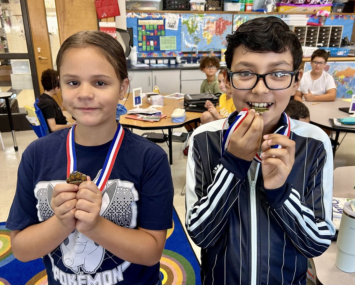 Congrats to our first 2 math medal winners of the year! 🥇 #BeEvergreen
