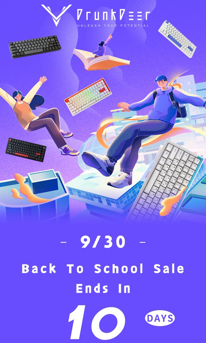 DrunkDeerKeeb's tweet photo. 📢DISCOUNT ends in 10 days, let's get some extra sale!
Use code "rtplus" for an extra 5% off base upon 10% off on all DrunkDeer keyboards!
‼️Limited usage so don't miss it‼️【20 orders】
Fresh your gears and unleash your potential🚀
https://t.co/fcjvG1SyBE
#drunkdeer #drunkdeera75 #drunkdeerg60 #drunkdeerg75 #BackToSchool #Discounts #gamingkeyboard
