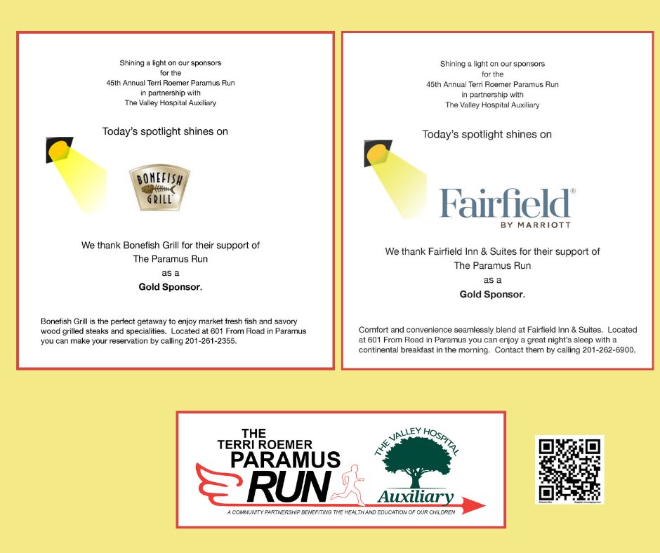ValleyAuxiliary's tweet photo. Thank you to our Gold Sponsors of this year's Paramus Run which will be held on October 20!  For information on how to join as a sponsor, visit https://t.co/ukJ7Nrmrhx
 #TheValleyHospital #thevalleyhospitalfoundation https://t.co/fHNUIDrCnD