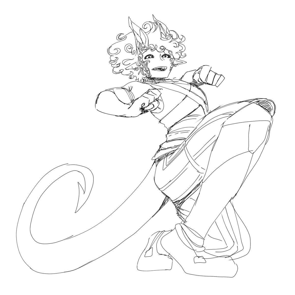 tyme789's tweet photo. Say hi to macaroni! The teifling monk! #BaldursGate3 #Baldursgatefanart https://t.co/fbBMcGi8DR